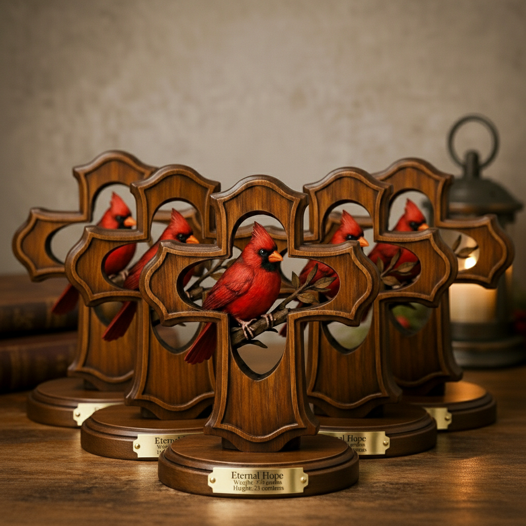 ❤️✝️Handcrafted Cardinal Cross Ornament-Since 2023