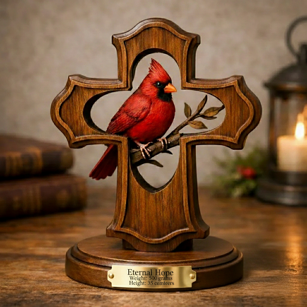 ❤️✝️Handcrafted Cardinal Cross Ornament-Since 2023