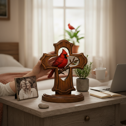 ❤️✝️Handcrafted Cardinal Cross Ornament-Since 2023