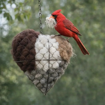 ☁ Handmade Alpaca Fiber Bird Nesting Heart 🏡