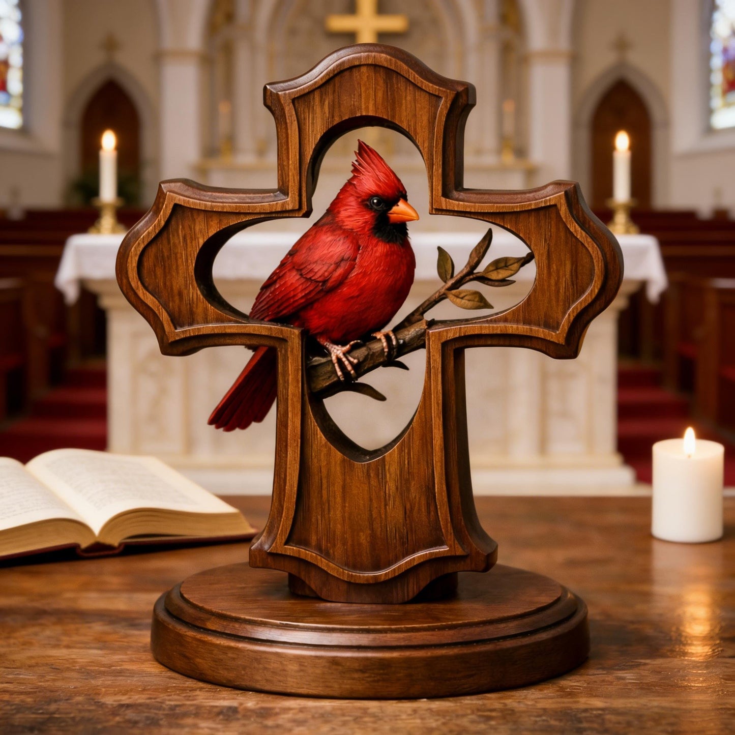 ❤️✝️Handcrafted Cardinal Cross Ornament-Since 2023