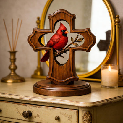 ❤️✝️Handcrafted Cardinal Cross Ornament-Since 2023