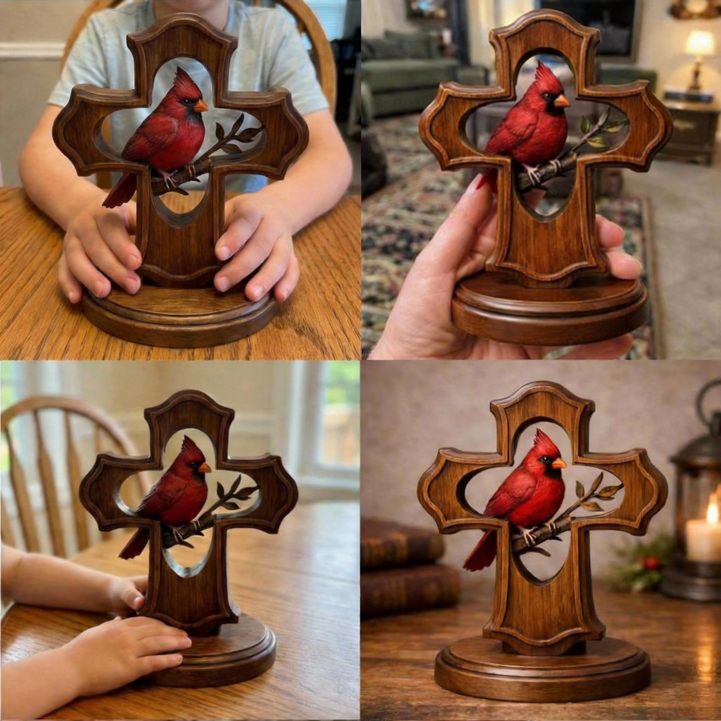 ❤️✝️Handcrafted Cardinal Cross Ornament-Since 2023