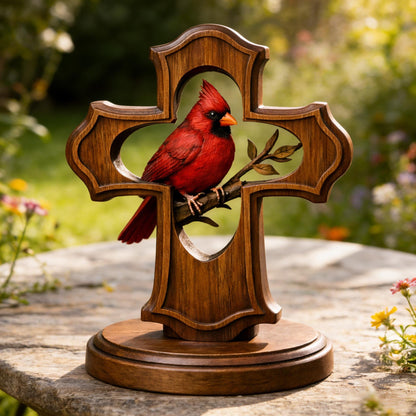 ❤️✝️Handcrafted Cardinal Cross Ornament-Since 2023