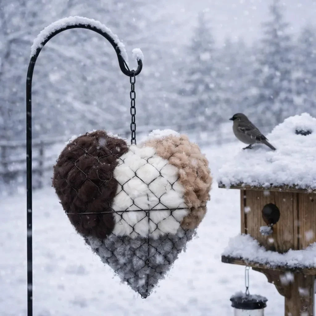 ☁ Handmade Alpaca Fiber Bird Nesting Heart 🏡
