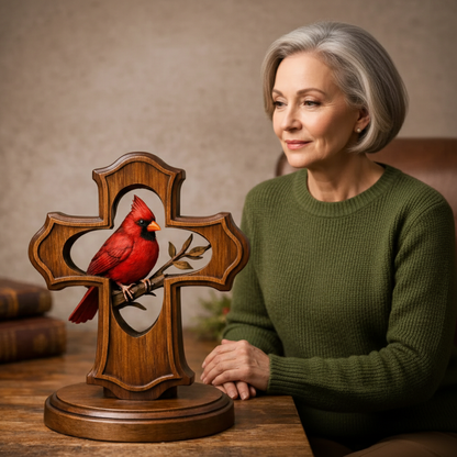 ❤️✝️Handcrafted Cardinal Cross Ornament-Since 2023