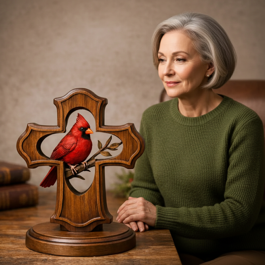 ❤️✝️Handcrafted Cardinal Cross Ornament-Since 2023